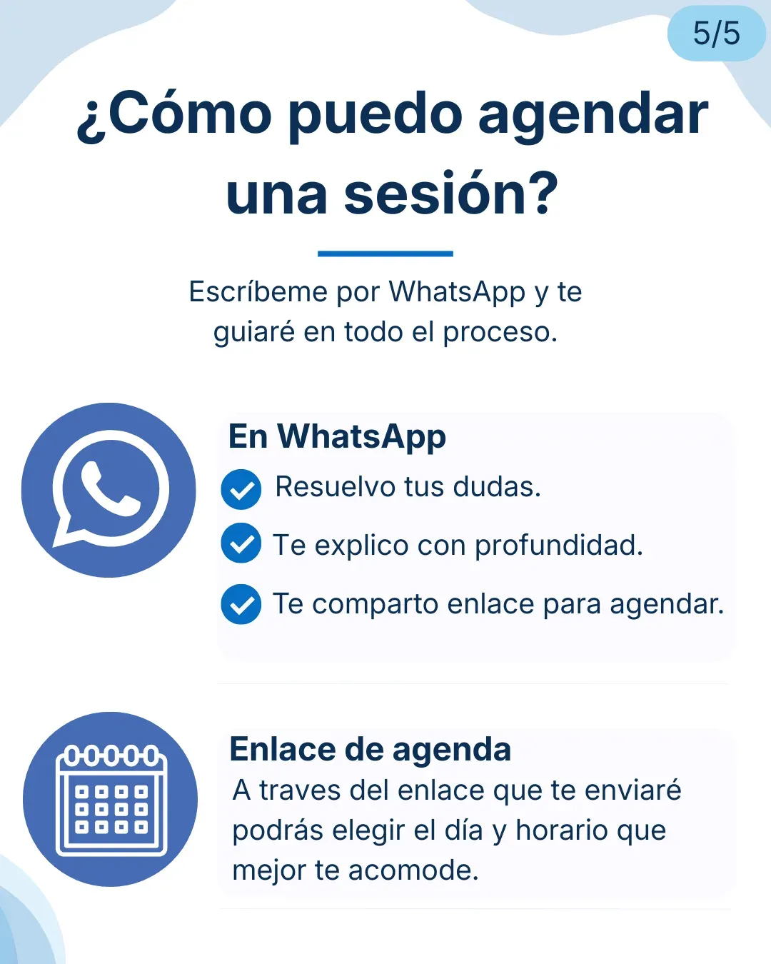 Lámina 5: ¿Cómo puedo agendar una sesión?